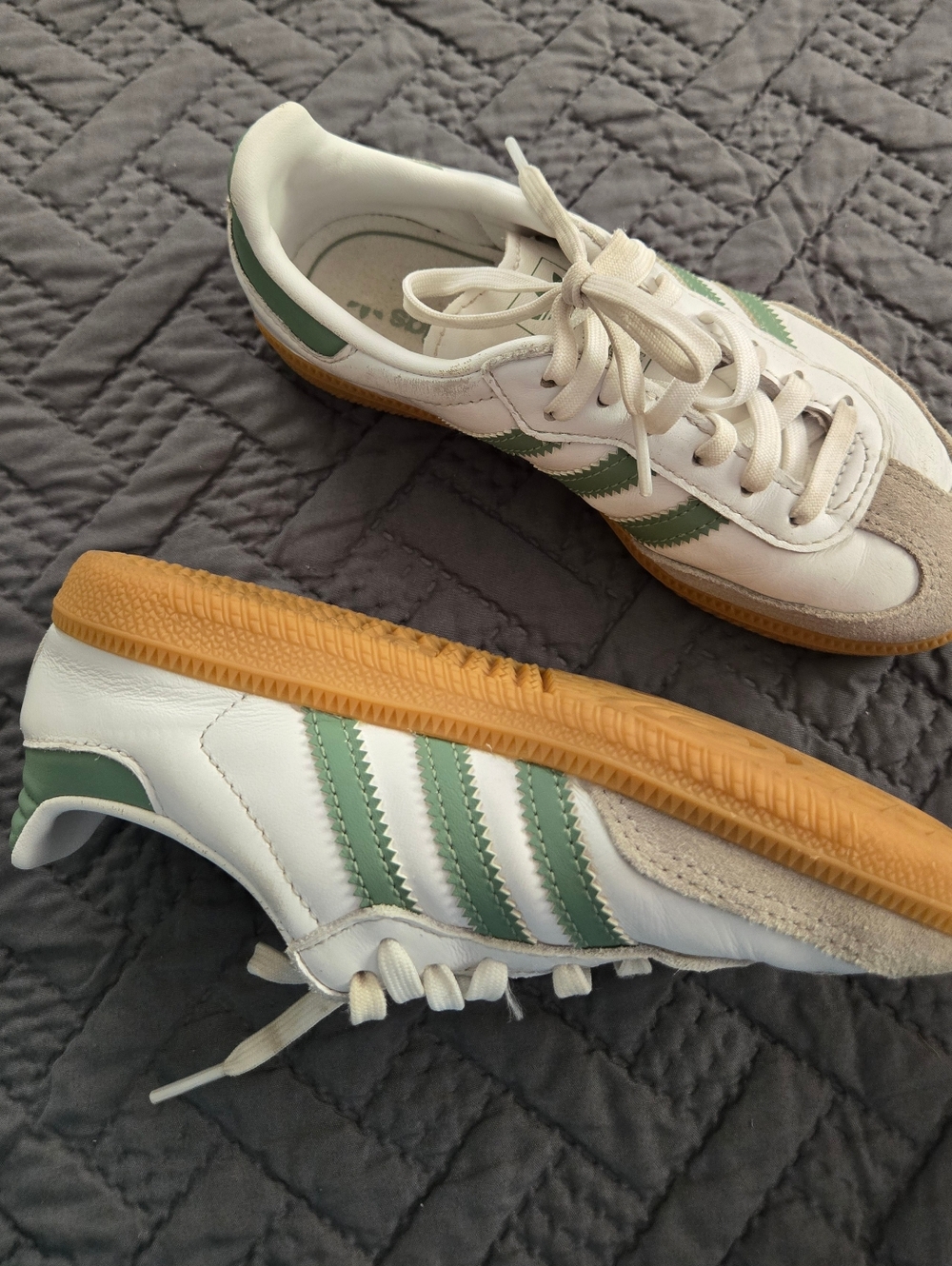 Adidas Samba OG J White Green Gum Kids Children Sneakers 12.5